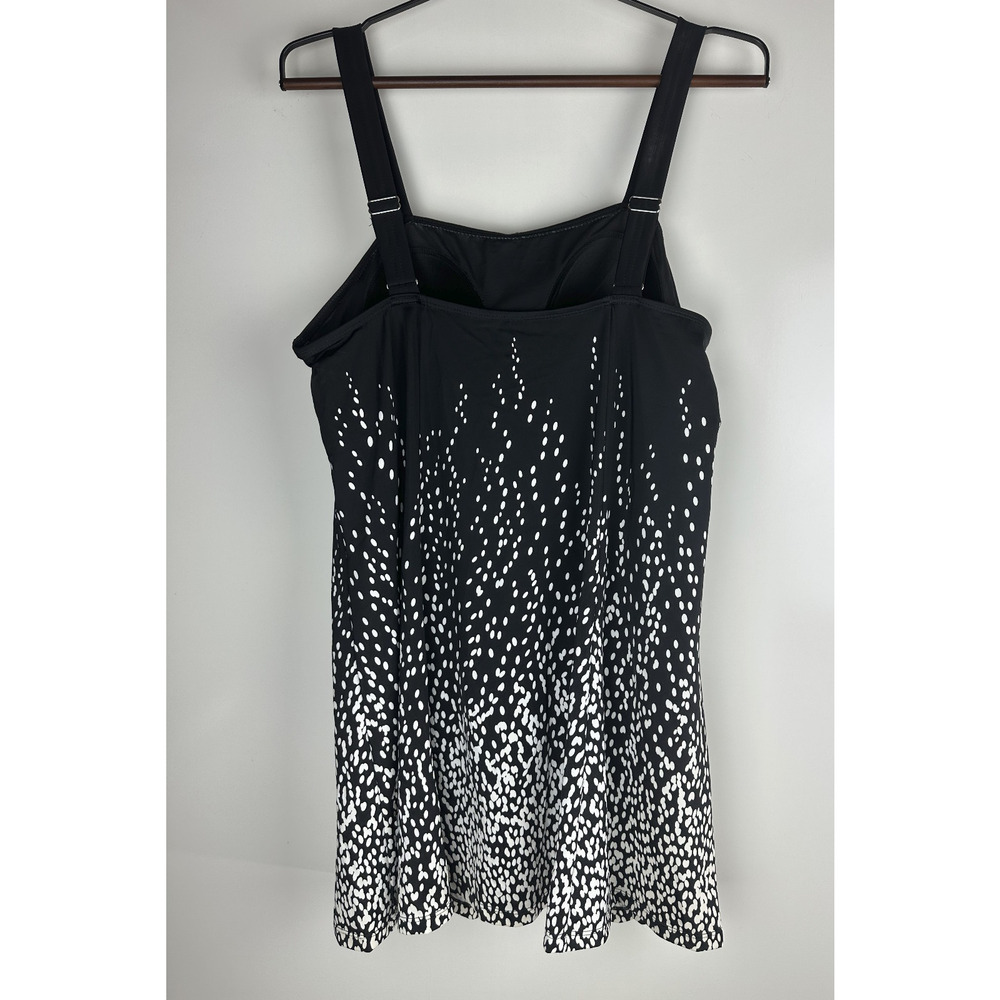NWT Swimsuits For All 1 Piece Swim Dress Black White Dot Swimdress Plus Size 18 - Picture 7 of 9